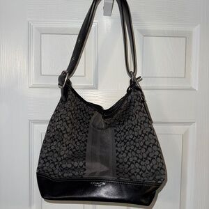 VINTAGE Coach Legacy 19918 Black Gray Signature Stripe Jacquard Shoulder Bag
